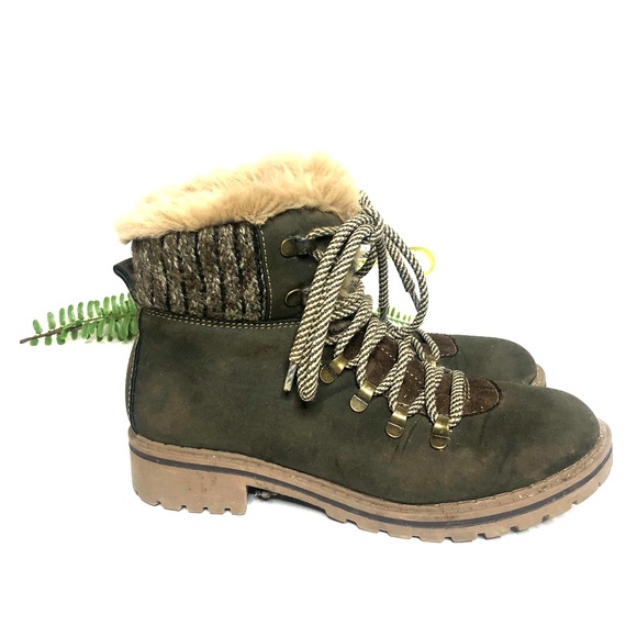 Steve Madden Shoes - Steve Madden Ankle Boots Faux Fur Lace Up 7M